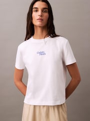 Calvin Klein White Logo 100% Cotton T-Shirt - Image 1 of 5