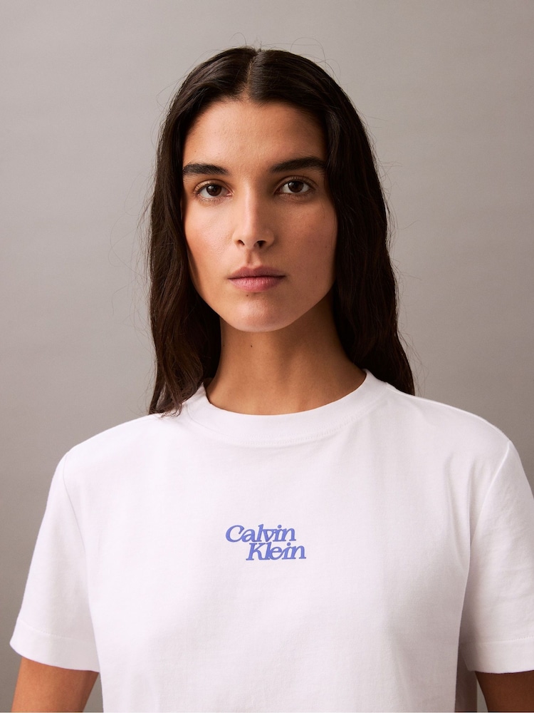 Calvin Klein White Logo 100% Cotton T-Shirt - Image 2 of 5
