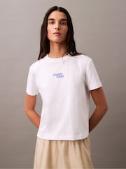 Calvin Klein White Logo 100% Cotton T-Shirt - Image 5 of 5