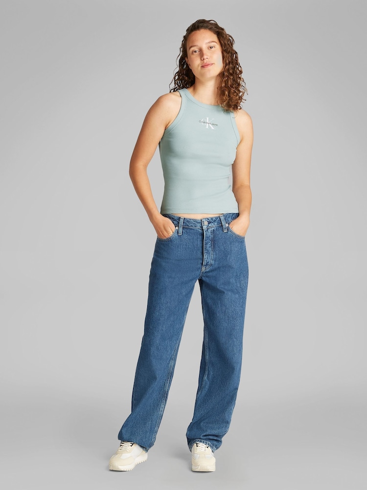 Calvin Klein Blue Monologo Rib Tank Top - Image 2 of 6