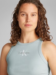 Calvin Klein Blue Monologo Rib Tank Top - Image 4 of 6