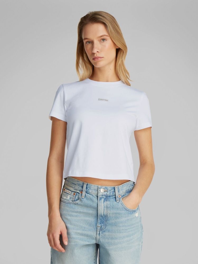 Calvin Klein White Placed Baby 100% Cotton T-Shirt - Image 1 of 6