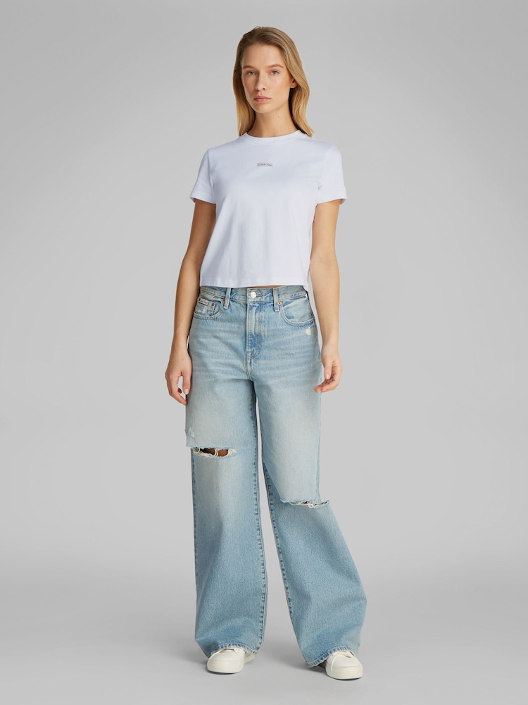Calvin Klein White Placed Baby 100% Cotton T-Shirt - Image 2 of 6