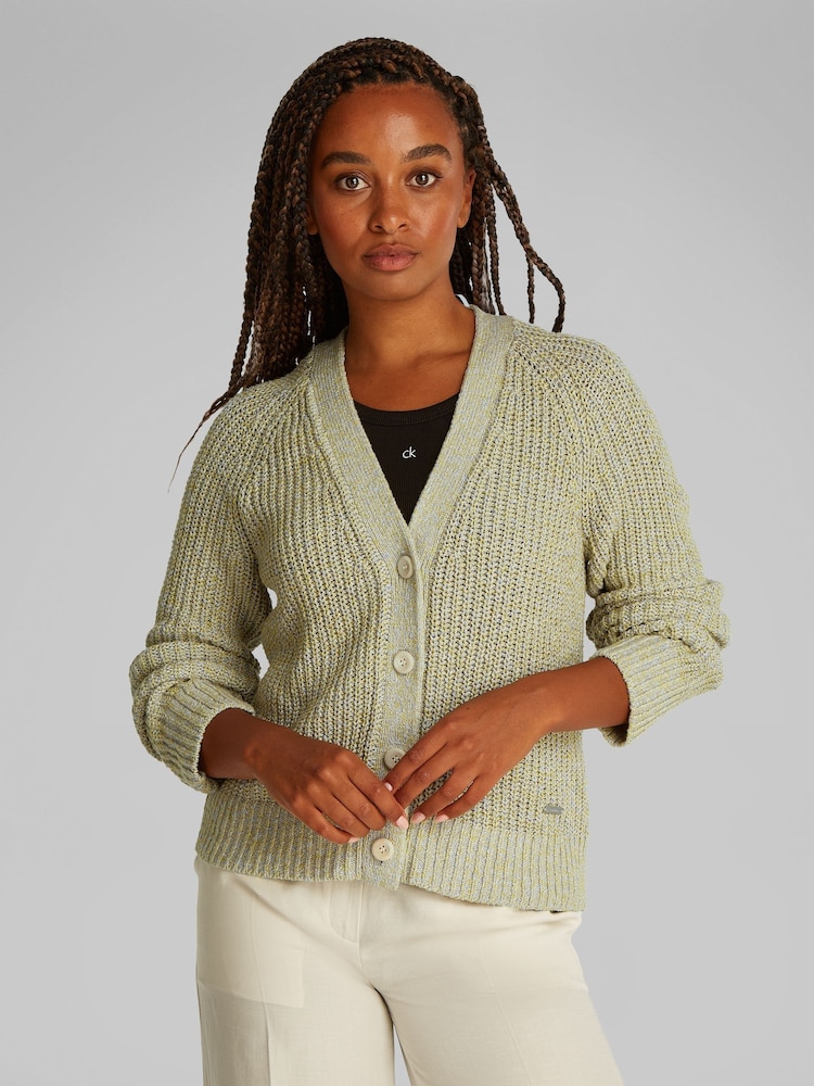 Calvin Klein Green Mouline Texture Cardigan - Image 1 of 7
