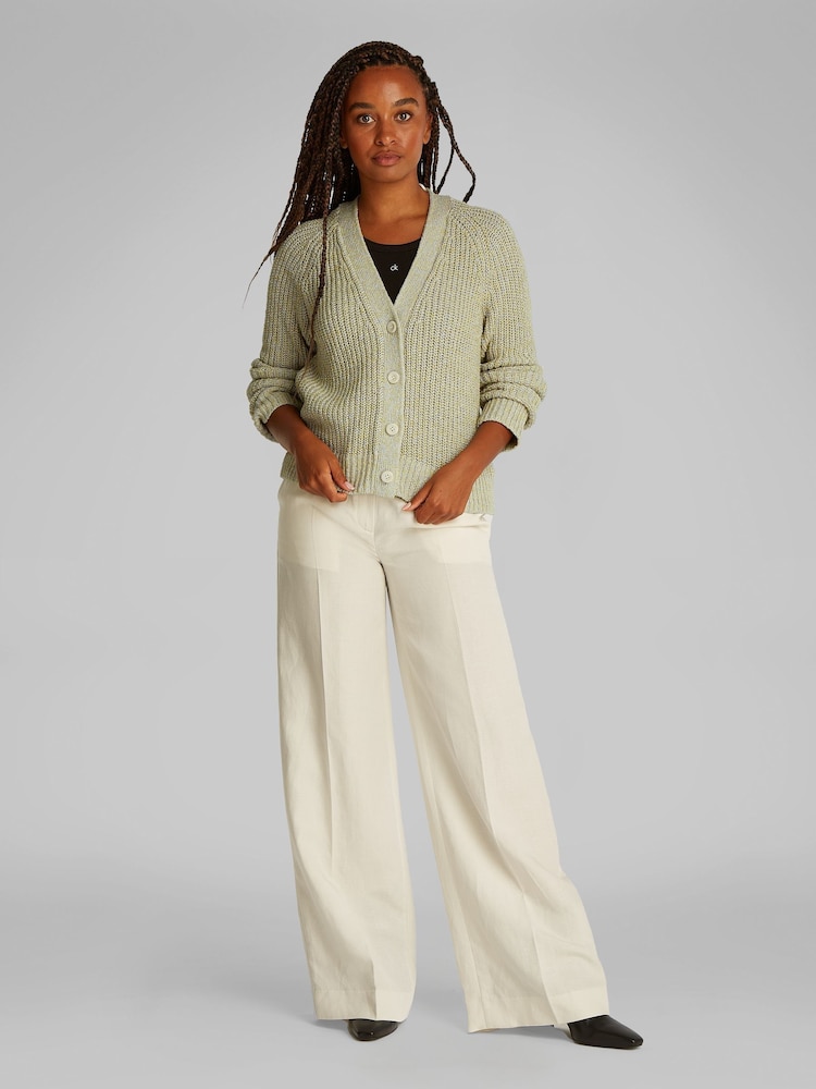 Calvin Klein Green Mouline Texture Cardigan - Image 2 of 7
