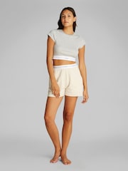 Calvin Klein Light Grey Stretch Rib Crop T-Shirt - Image 2 of 5