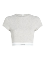 Calvin Klein Light Grey Stretch Rib Crop T-Shirt - Image 5 of 5