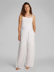 Calvin Klein Off White Cotton Poplin Pyjama Trousers With Logo Waistband - Image 2 of 5