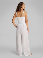 Calvin Klein Off White Cotton Poplin Pyjama Trousers With Logo Waistband - Image 3 of 5