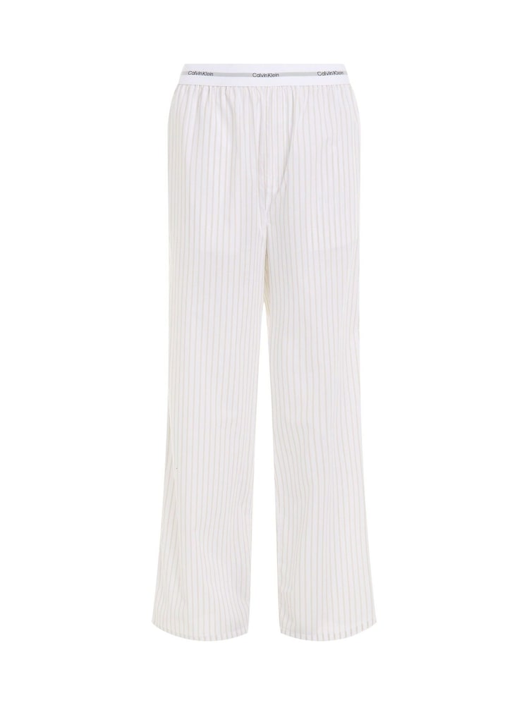 Calvin Klein Off White Cotton Poplin Pyjama Trousers With Logo Waistband - Image 5 of 5