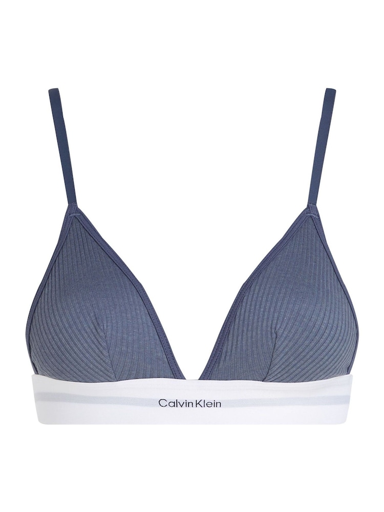 Calvin Klein Blue Rib Unlined Triangle Bra - Image 5 of 5