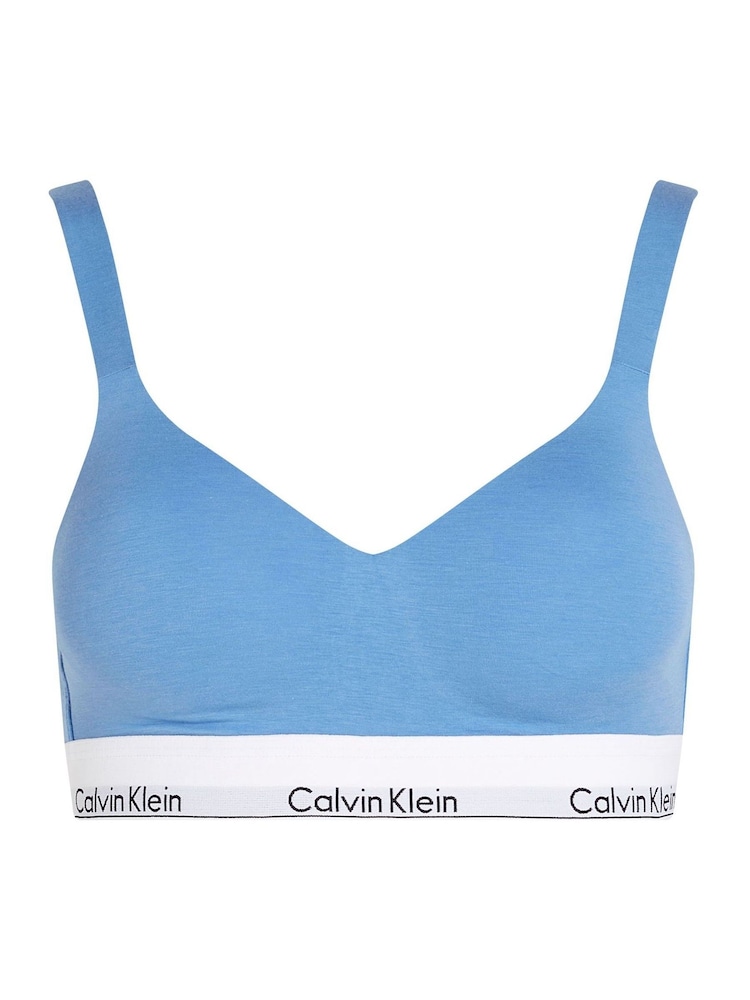 Синий - Хлопковый моделирующий бралетт Calvin Klein Modern - Изображение 6 из 6
