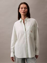 Calvin Klein Green Oversized Summer Poplin Shirt - Image 1 of 4