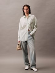 Calvin Klein Green Oversized Summer Poplin Shirt - Image 2 of 4