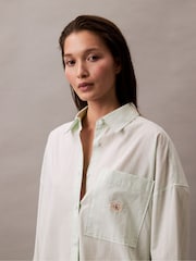 Calvin Klein Green Oversized Summer Poplin Shirt - Image 4 of 4