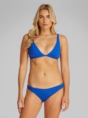 Calvin Klein Blue Fixed Triangle Bikini Top With Removable Pads - Image 1 of 5
