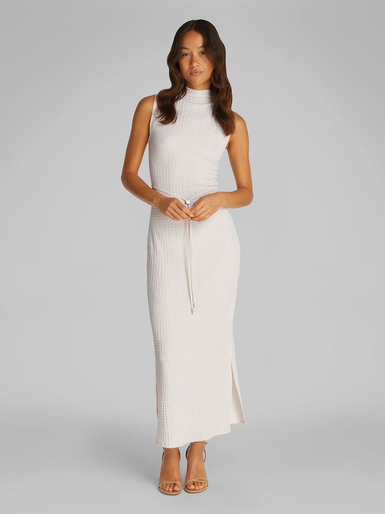 Calvin Klein Brown Crinkle Jersey Ankle Dress - Image 1 of 7
