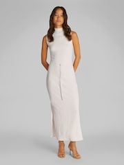 Calvin Klein Brown Crinkle Jersey Ankle Dress - Image 2 of 7