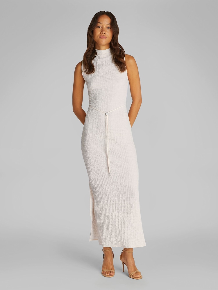 Calvin Klein Brown Crinkle Jersey Ankle Dress - Image 2 of 7