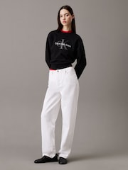 Calvin Klein Black Relaxed Terry Crew Neck Sweatshirt - Image 1 of 4