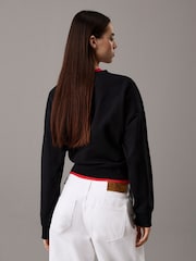 Calvin Klein Black Relaxed Terry Crew Neck Sweatshirt - Image 2 of 4