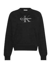 Calvin Klein Black Relaxed Terry Crew Neck Sweatshirt - Image 4 of 4
