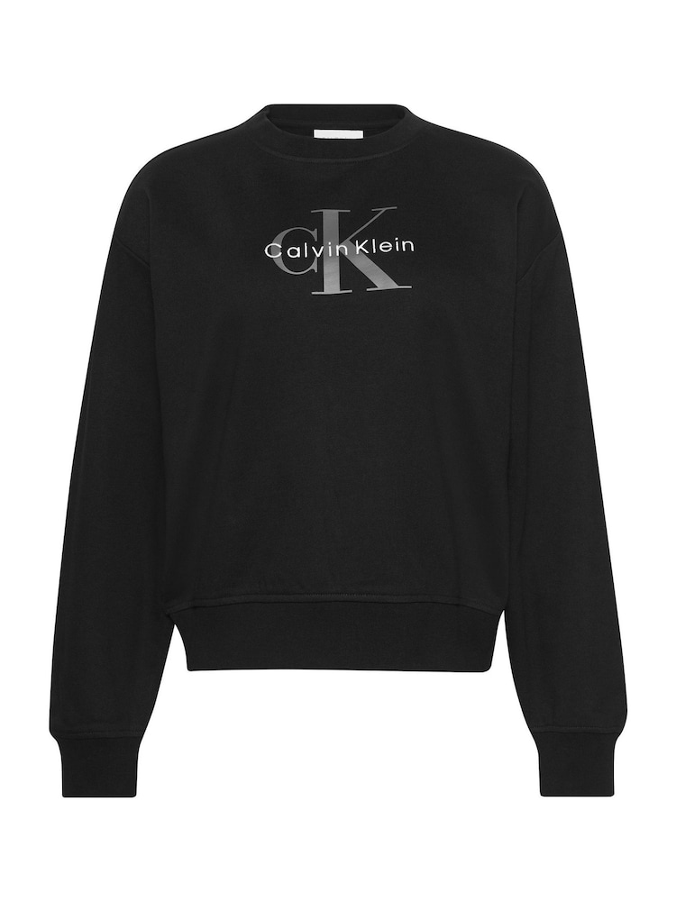 Calvin Klein Black Relaxed Terry Crew Neck Sweatshirt - Image 4 of 4