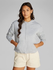 Calvin Klein Grey Icon Cotton Terry Zip Lounge Hoodie - Image 1 of 5