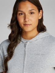 Calvin Klein Grey Icon Cotton Terry Zip Lounge Hoodie - Image 2 of 5
