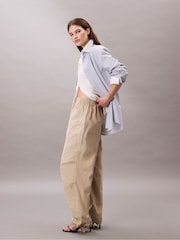 Calvin Klein White Crinkle Parachute Trousers - Image 4 of 5