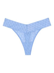 Calvin Klein Blue Logo Lace Trim Low Rise Thong - Image 5 of 5