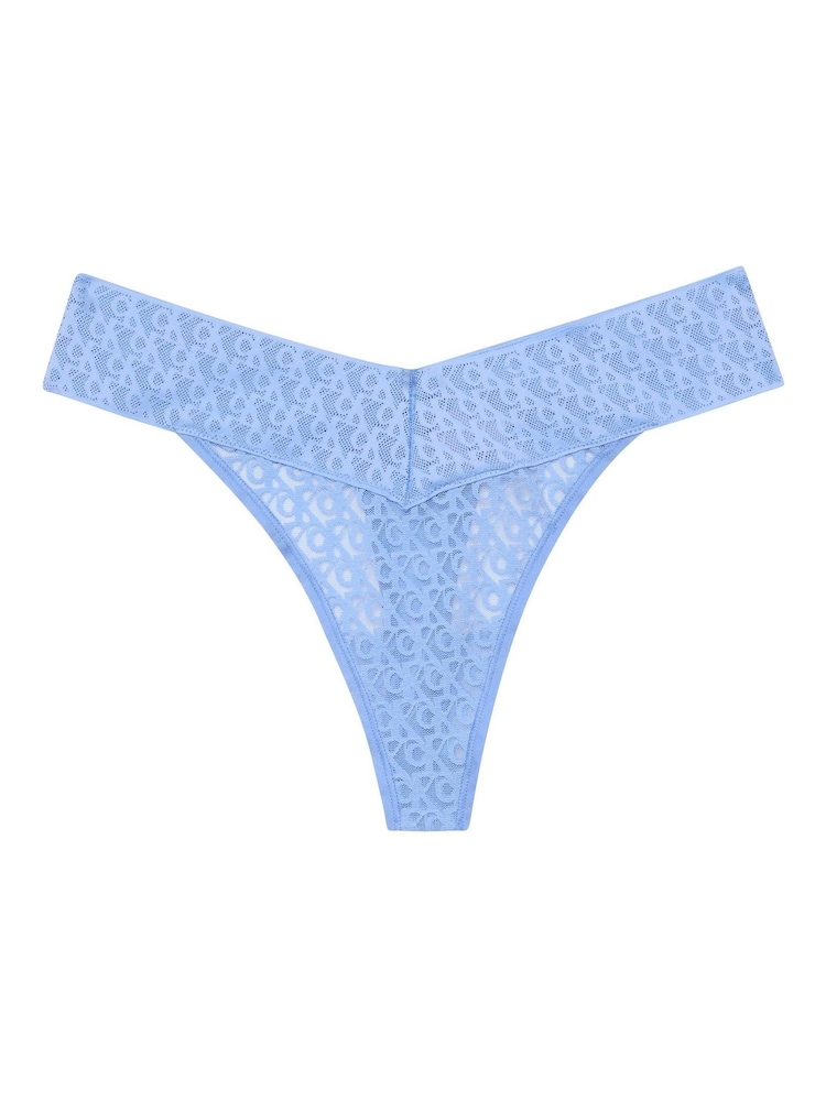 Calvin Klein Blue Logo Lace Trim Low Rise Thong - Image 5 of 5