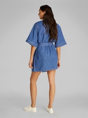 Calvin Klein Blue Boxy Linen Belted Shirt Dress - Image 3 of 6