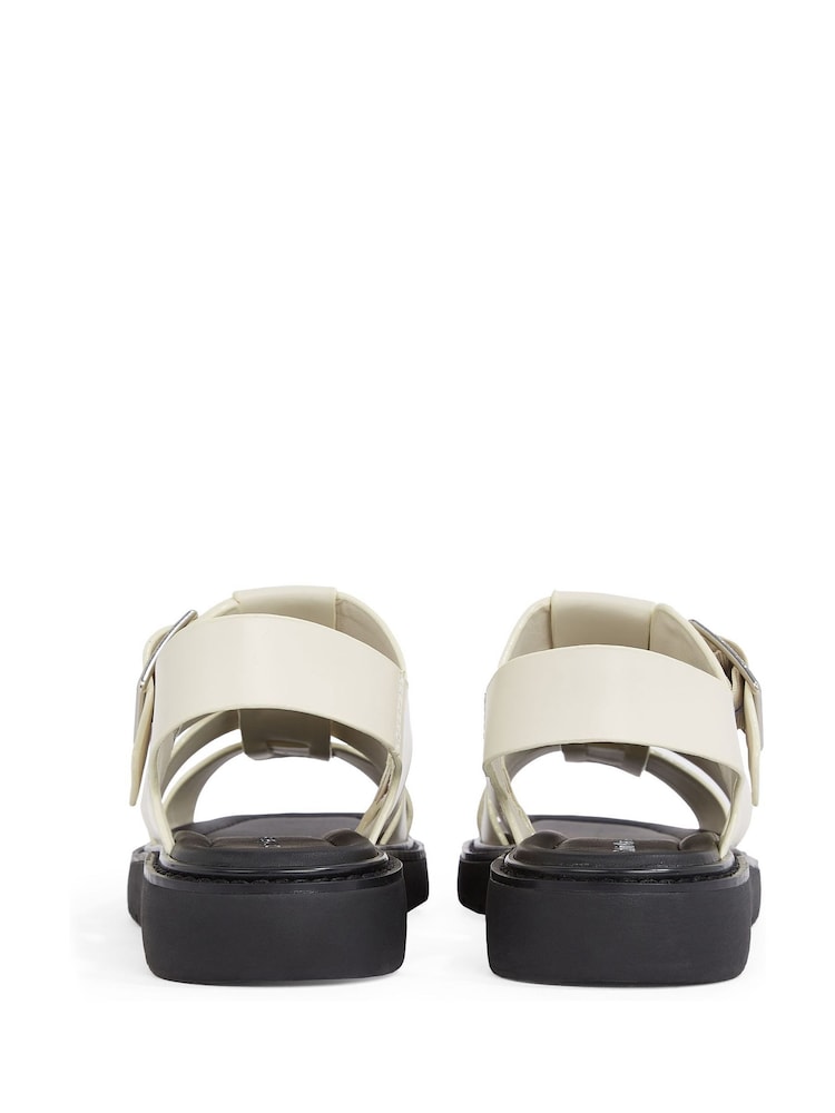שחור/כרום - Calvin Klein Fisherman Leather Sandals - Image 5 of 6