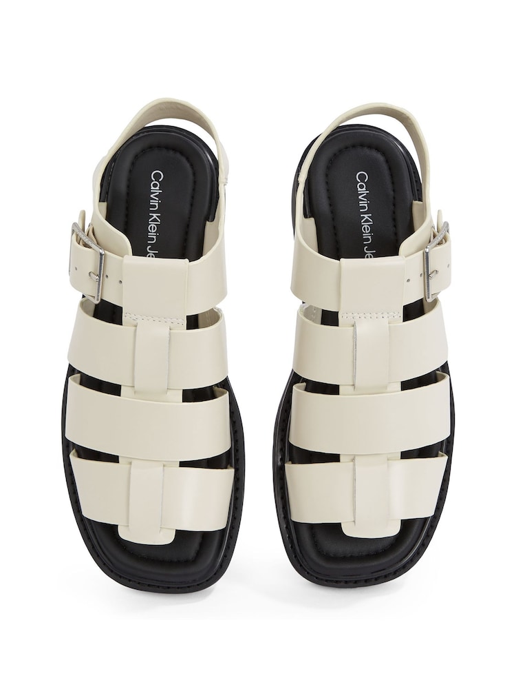 Calvin Klein Black/chrome Fisherman Leather Sandals - Image 6 of 6