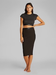 Черный - Calvin Klein Stretch Rib Crop T-Shirt - Image 2 of 5
