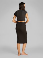 Черный - Calvin Klein Stretch Rib Crop T-Shirt - Image 3 of 5