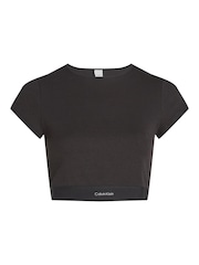 Черный - Calvin Klein Stretch Rib Crop T-Shirt - Image 5 of 5