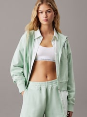 Calvin Klein Green Monologo French Terry Hoodie - Image 1 of 5