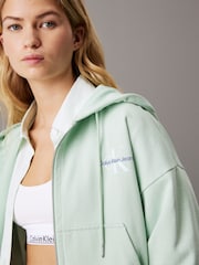 Calvin Klein Green Monologo French Terry Hoodie - Image 4 of 5