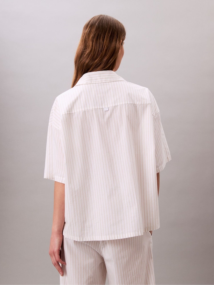 Calvin Klein White Cotton Poplin Short Sleeve Pyjama Shirt - Image 2 of 5