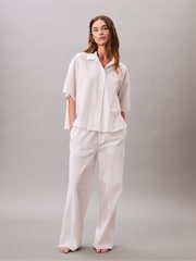 Calvin Klein White Cotton Poplin Short Sleeve Pyjama Shirt - Image 3 of 5
