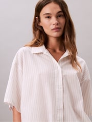 Calvin Klein White Cotton Poplin Short Sleeve Pyjama Shirt - Image 4 of 5
