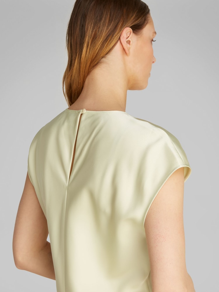 Calvin Klein Light Green Matte Shine Satin Sheath Dress - Image 4 of 6