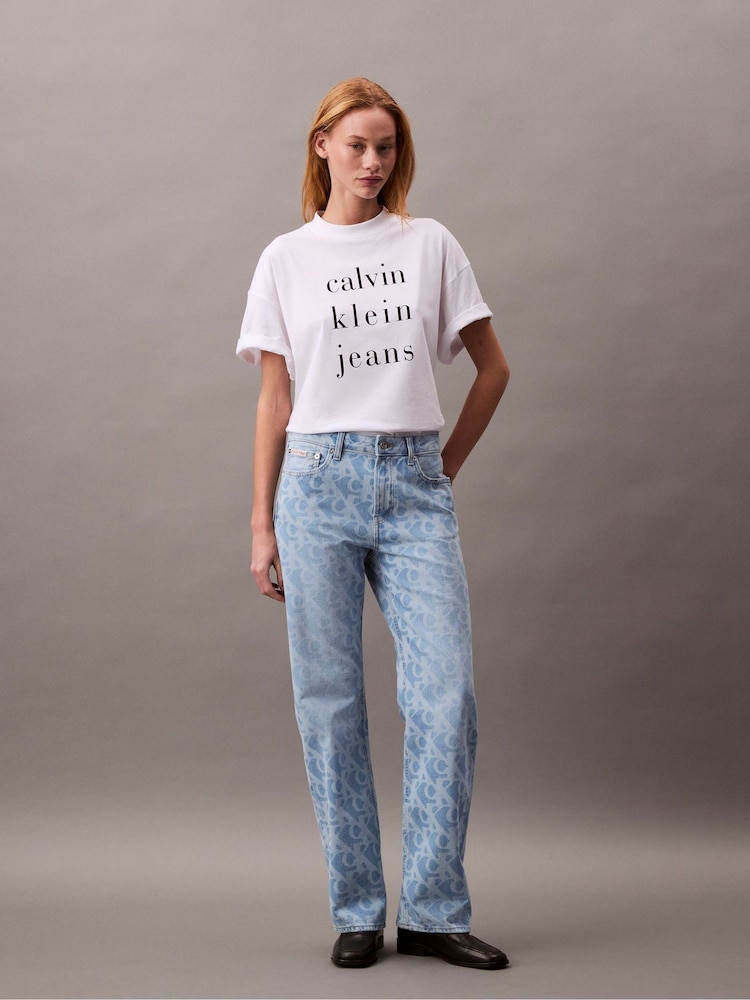 Calvin Klein Blue Signature 90'S Straight Jeans - Image 1 of 2
