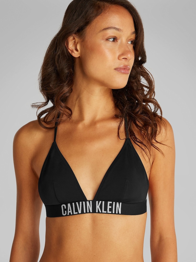Calvin Klein Black Triangle Bikini Top With Removable Pads - Image 4 of 5