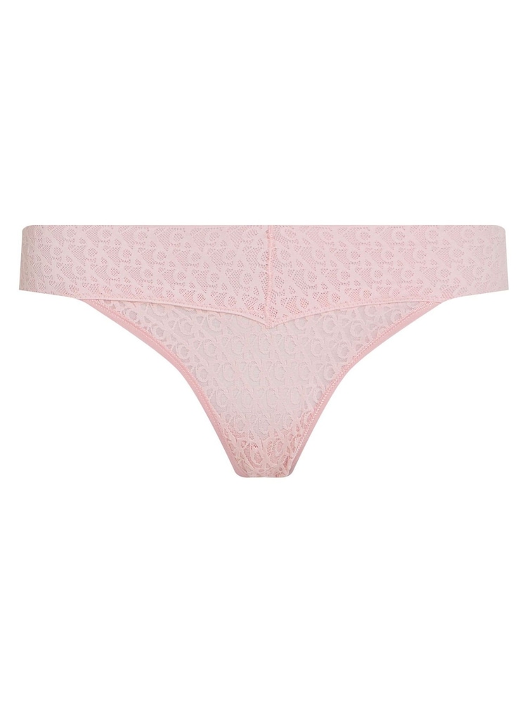 Calvin Klein Pink Logo Lace Trim Low Rise Thong - Image 5 of 5