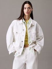 Calvin Klein Off White Boxy Denim Jacket - Image 1 of 7