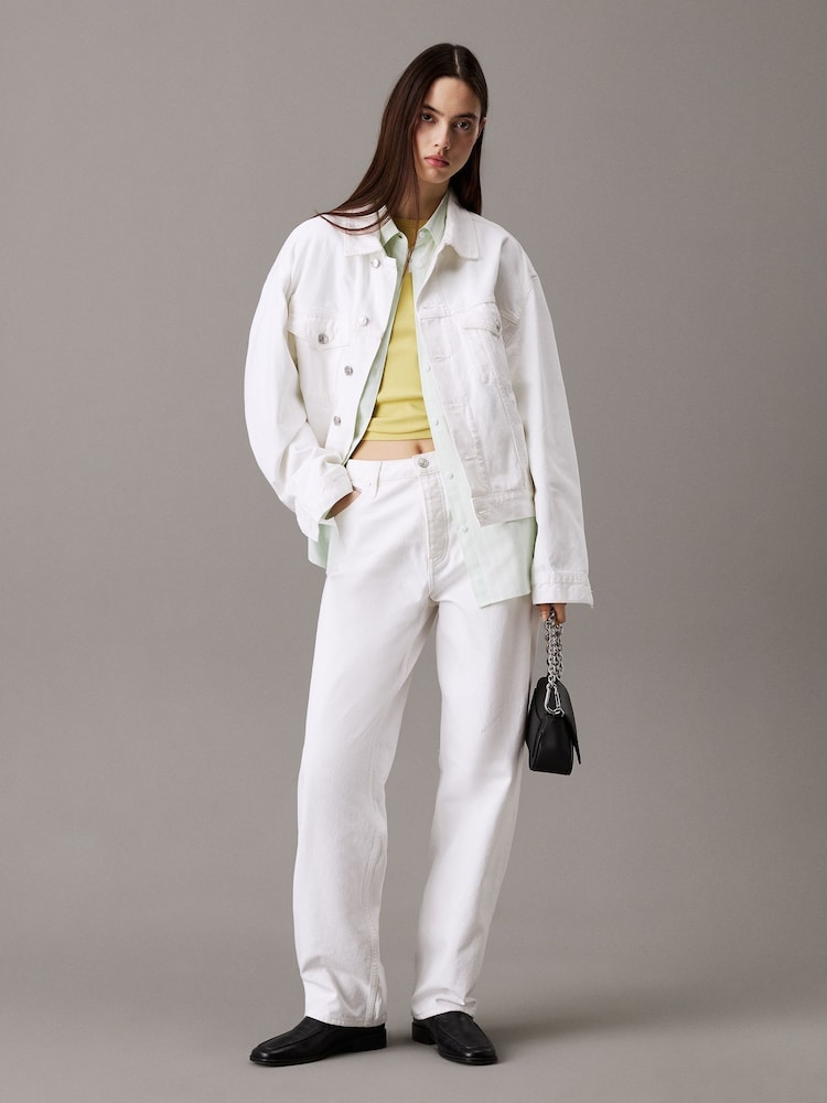 Calvin Klein Off White Boxy Denim Jacket - Image 2 of 7