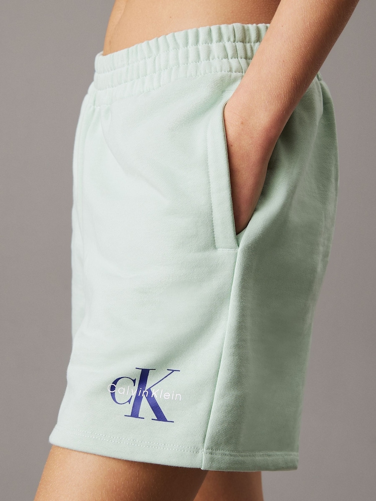 Calvin Klein Grey Monologo French Terry Shorts - Image 2 of 5